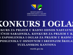 Konkursi i oglas za zapošljavanje u školama TK objavljeni su 27. jula 2026. godine. VIŠE DETALJA PRONAĐITE OVDJE
